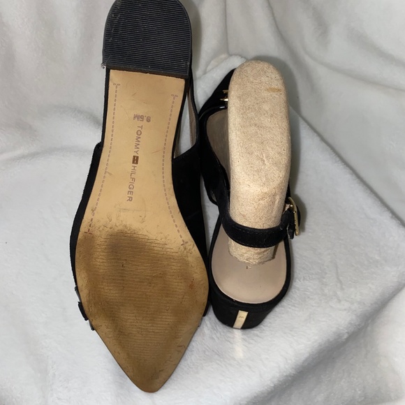 Tommy Hilfiger Black Suede Sling Back Pump Heels - Picture 7 of 12